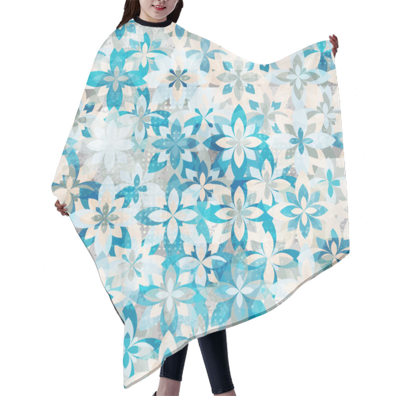 Personality  Blue Snow Flowers Seamless Pattern Hair Cutting Cape