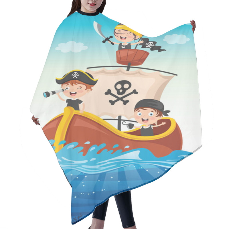 Personality  Cute Little Pirate Children Posing Hair Cutting Cape