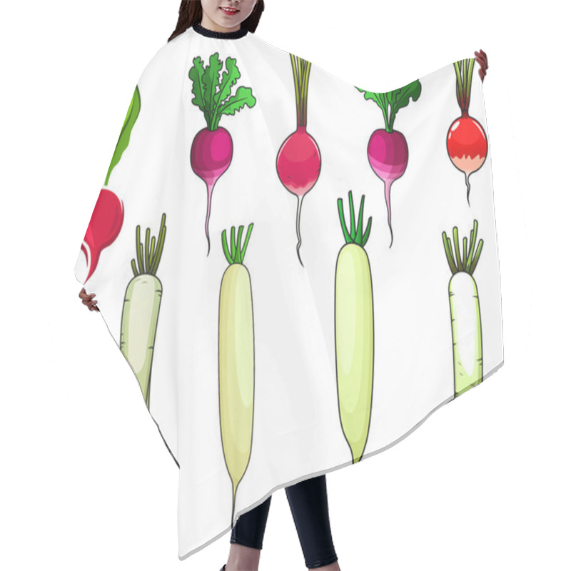 Personality  Red Radishes And White Daikon Vegetables Hair Cutting Cape