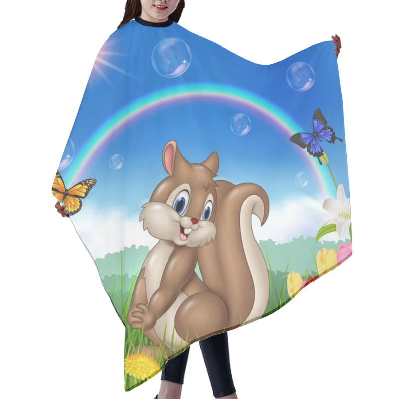 Personality  Cartoon Squirrel With Nature Background Hair Cutting Cape