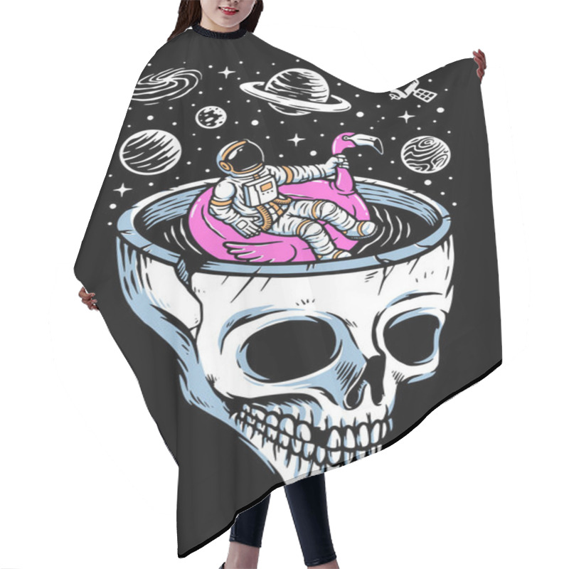 Personality  Relax In Space Vector Illustration Hair Cutting Cape