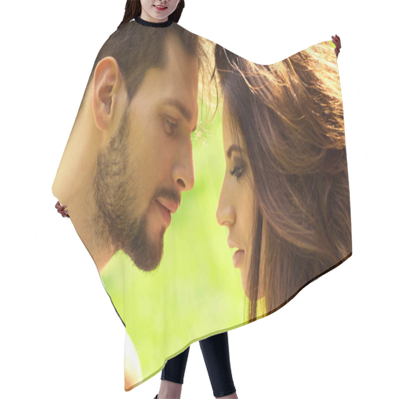 Personality  Young Couple Kissing Hair Cutting Cape