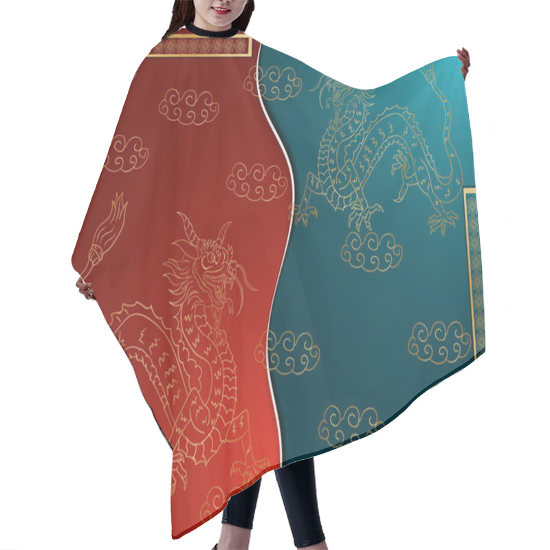 Personality  Greeting Card Design Chinese Paper Cut Background Divided Into T Hair Cutting Cape