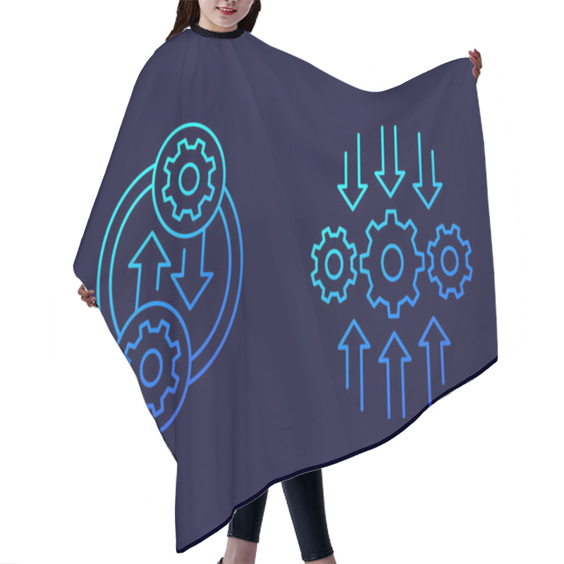 Personality  Integration Or Optimization Line Icons, Vector Art Hair Cutting Cape