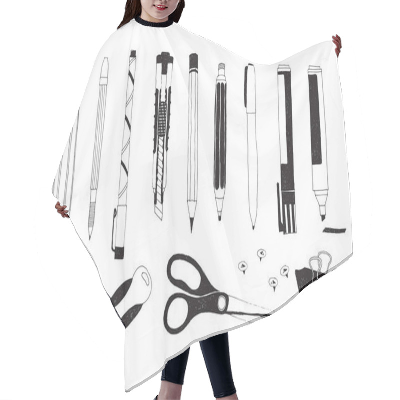 Personality  Hand Drawn Stationery Set Hair Cutting Cape