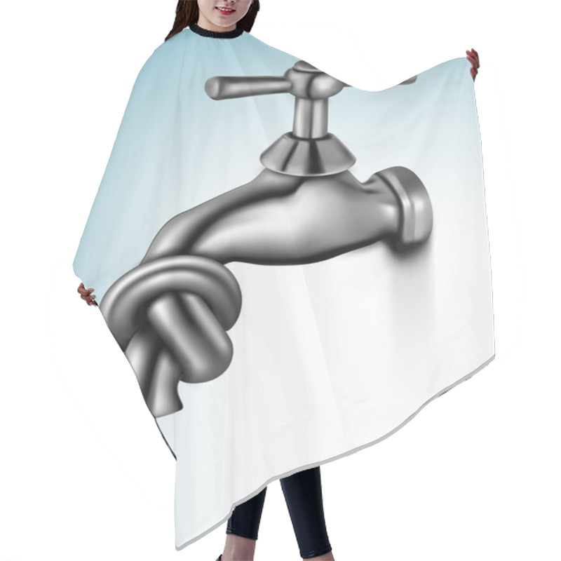 Personality  Water Tap Tied In Knot. Vector Illustration Hair Cutting Cape