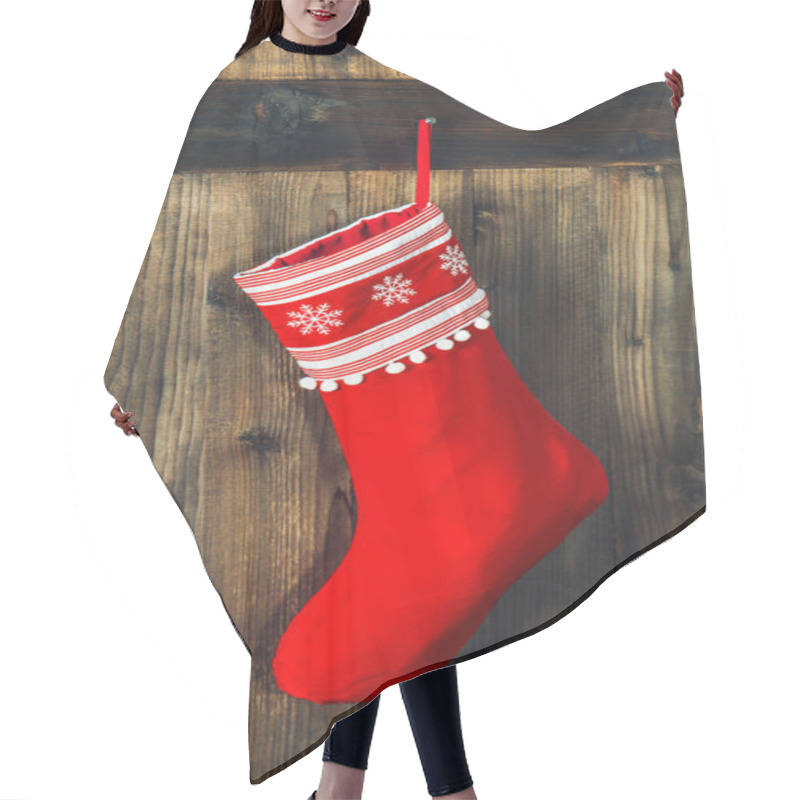 Personality  Christmas Stocking. Red Sock Hanging. Holidays Decoration Hair Cutting Cape