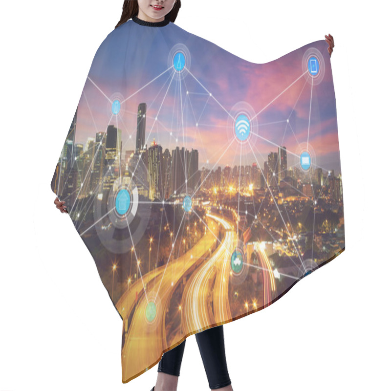 Personality  Smart City And Wireless Communication Concept Hair Cutting Cape