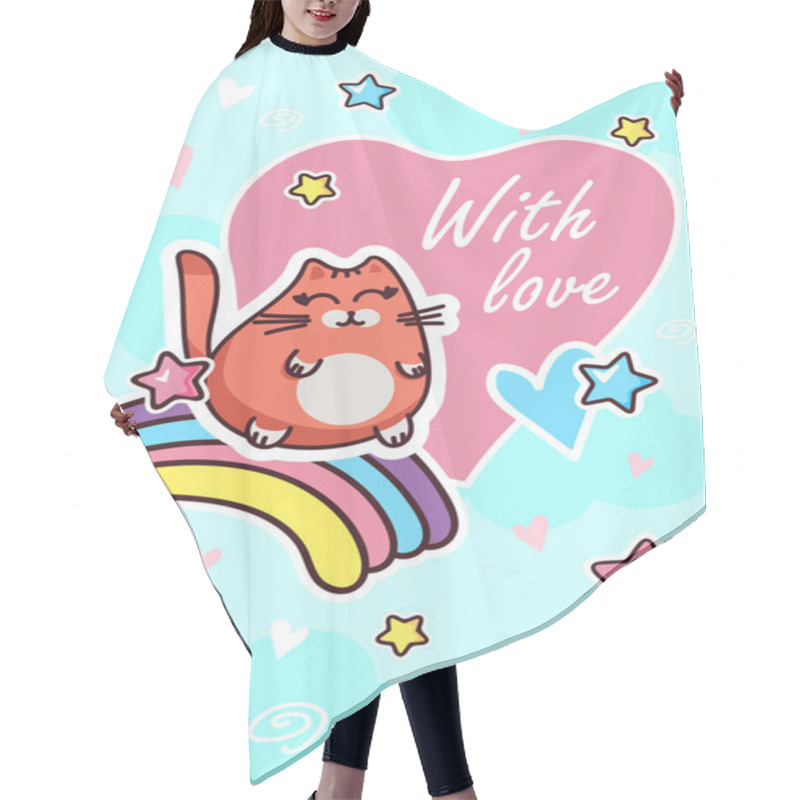 Personality  With Love Kawaii Message Network Social Media Page Hair Cutting Cape