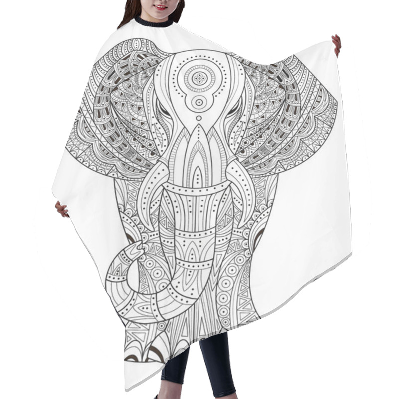 Personality  Elephant Vector Illustration In Zentangle Style. Hand Drawn Design Elements. Hair Cutting Cape