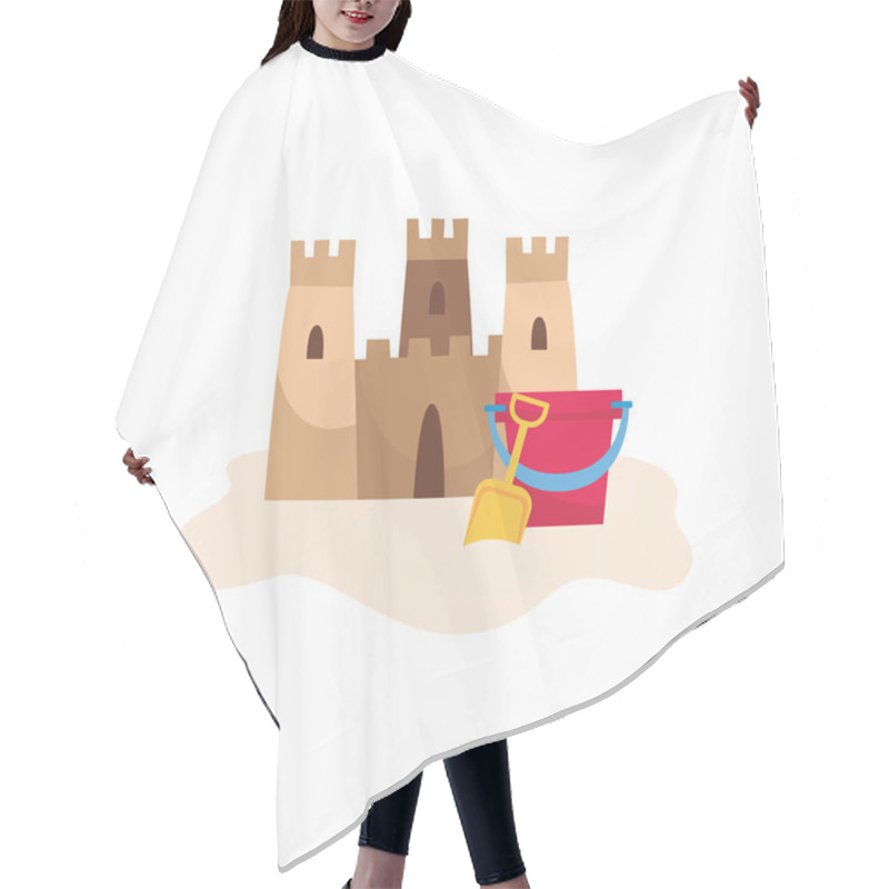 Personality  Sandcastle On The Beach - Flat Isolated Vector Illustration Hair Cutting Cape