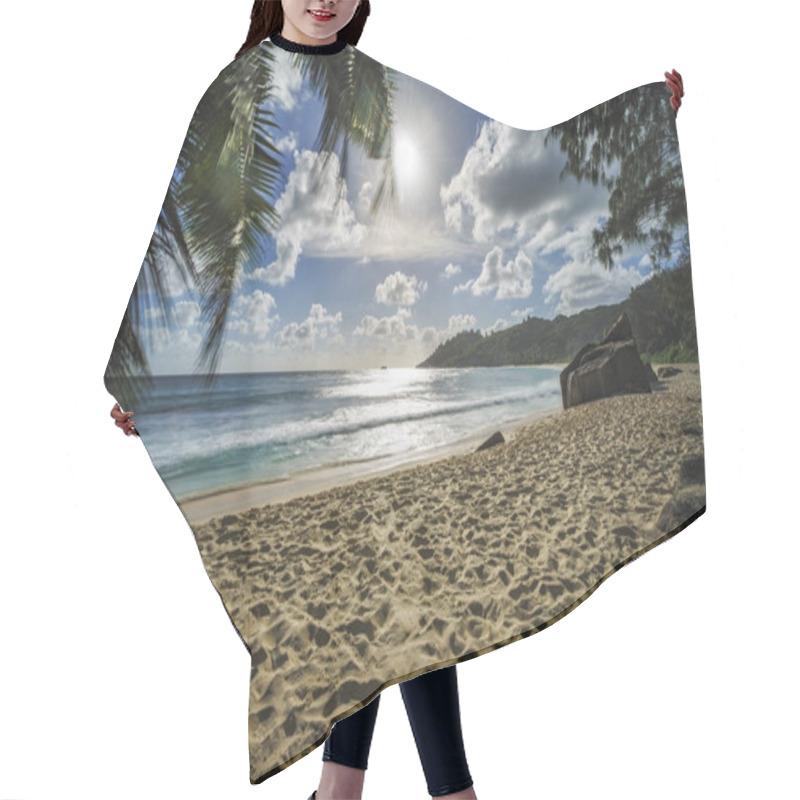 Personality  Beautiful Sunset,paradise Tropical Beach,granite Rocks, Seychelles Hair Cutting Cape