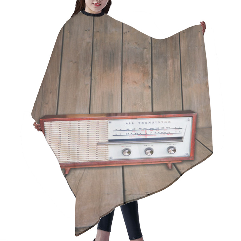 Personality  Old Radio On Wood Background Hair Cutting Cape