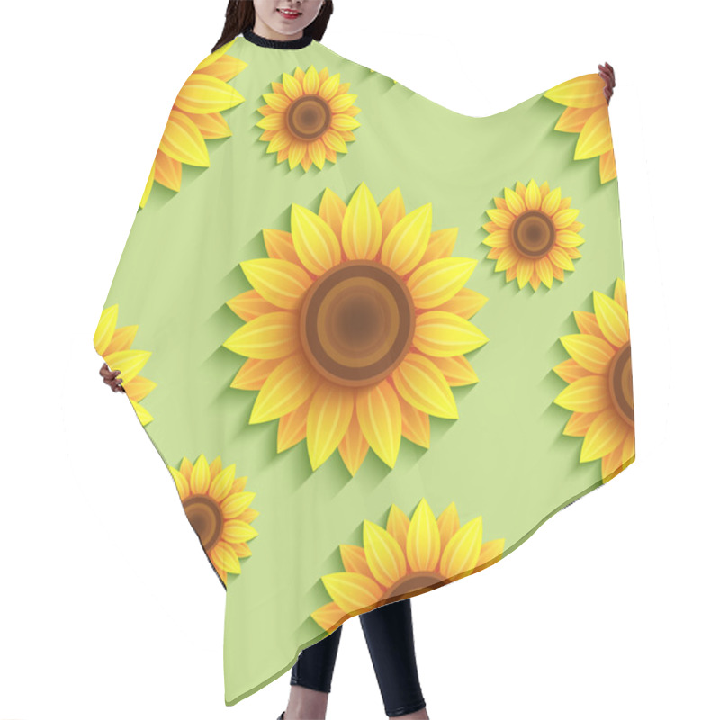 Personality  Nature Seamless Pattern With 3d Sunflowers Hair Cutting Cape