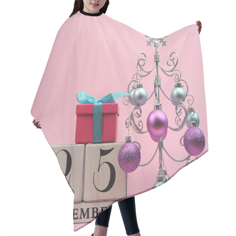 Personality  Decorative Calendar For Christmas Day In Pastel Pink And Blue Theme Hair Cutting Cape