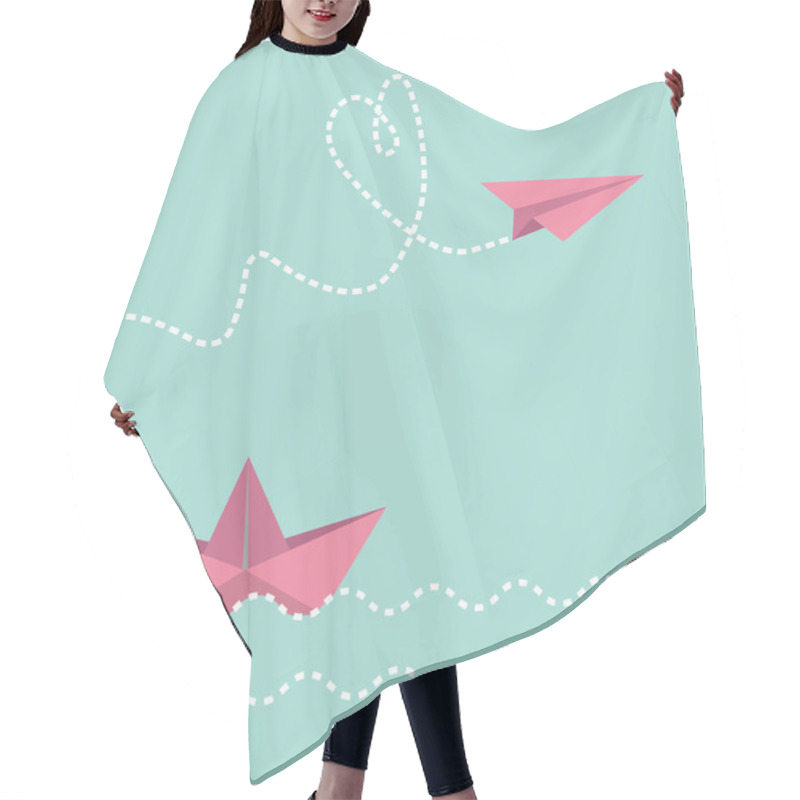 Personality  Origami Paper Boat And Paper Plane. Hair Cutting Cape