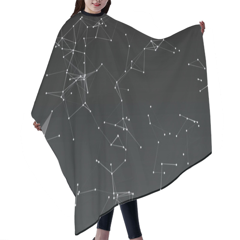 Personality  Abstract Background. .Connecting Dots And Lines. Plexus Effect Hair Cutting Cape