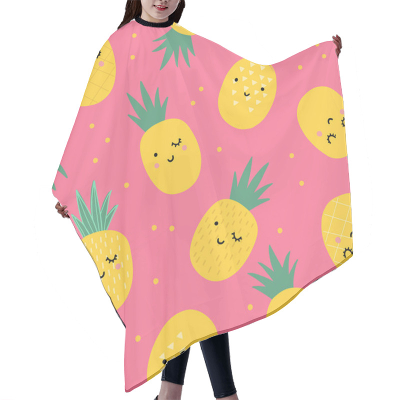 Personality  Cute Background With Cartoon Pineapples, Vector Illustration Hair Cutting Cape