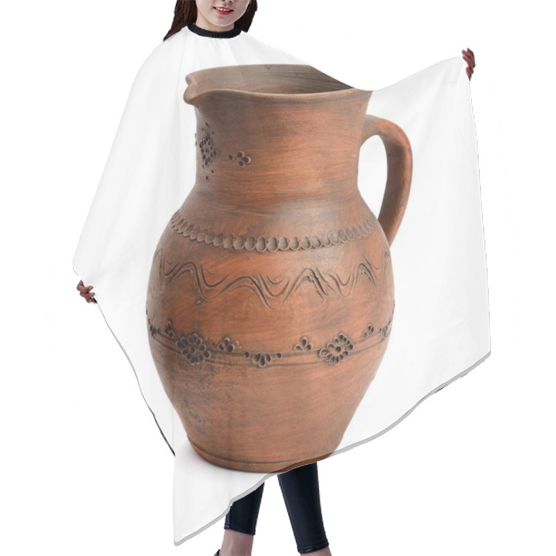 Personality  Clay Pot Isolated On White Background Hair Cutting Cape