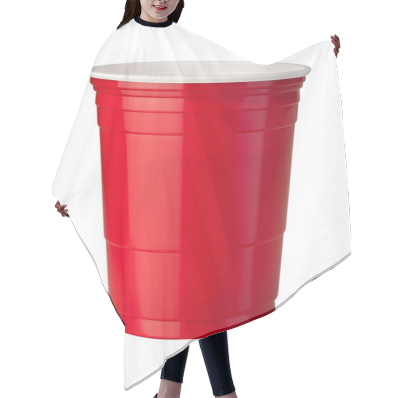 Personality  Red Plastic Cup Isolated On White With A Clipping Path Hair Cutting Cape