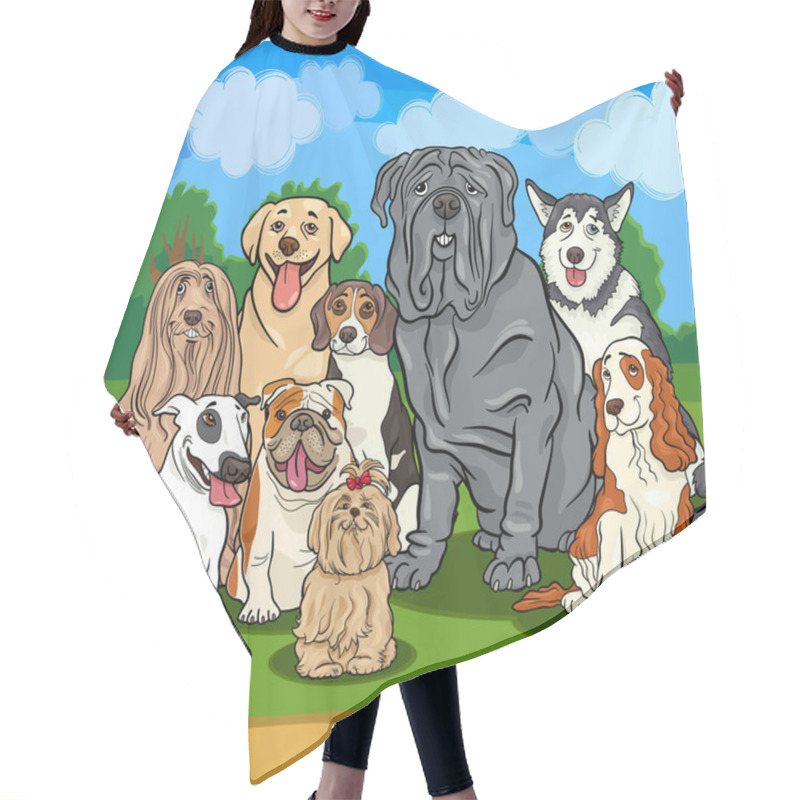 Personality  Purebred Dogs Cartoon Illustration Hair Cutting Cape