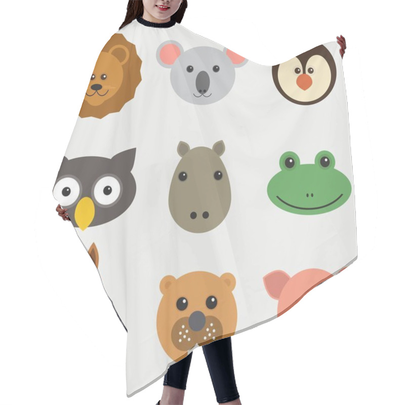 Personality  Vector Illustration Of Cartoon Animals Head Hair Cutting Cape