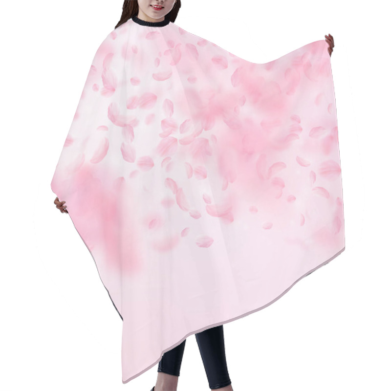 Personality  Sakura Petals Falling Down. Romantic Pink Flowers  Hair Cutting Cape