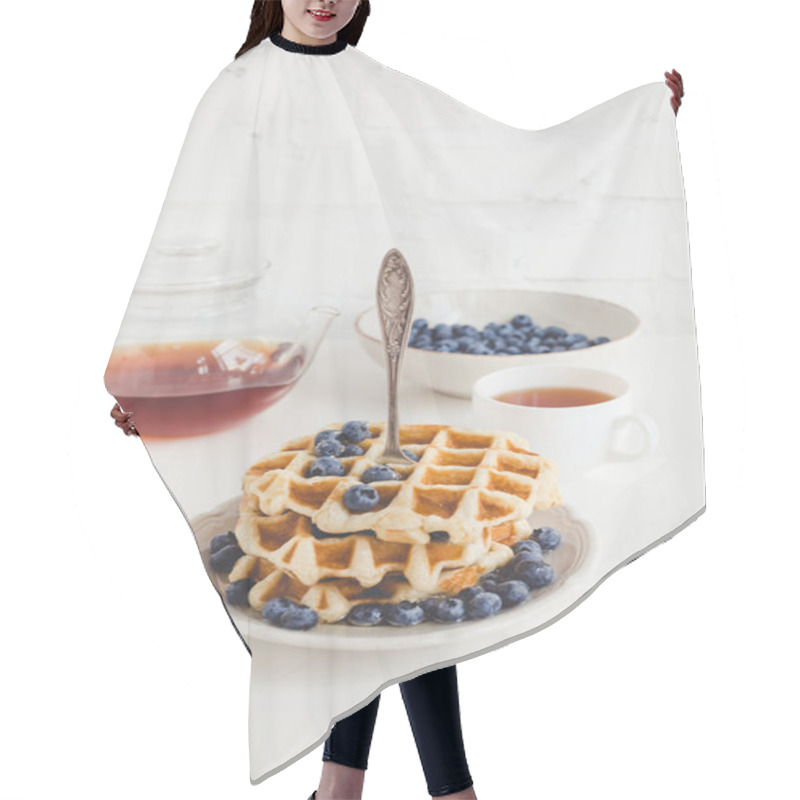 Personality  Waffles With Blueberries And Tea Hair Cutting Cape