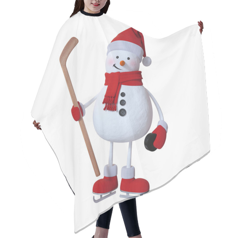 Personality  Snowman Playing Ice Hockey Hair Cutting Cape