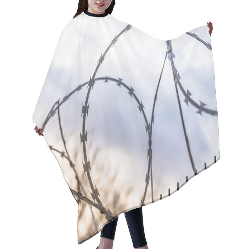 Personality  Fence With A Barbed Wire Hair Cutting Cape