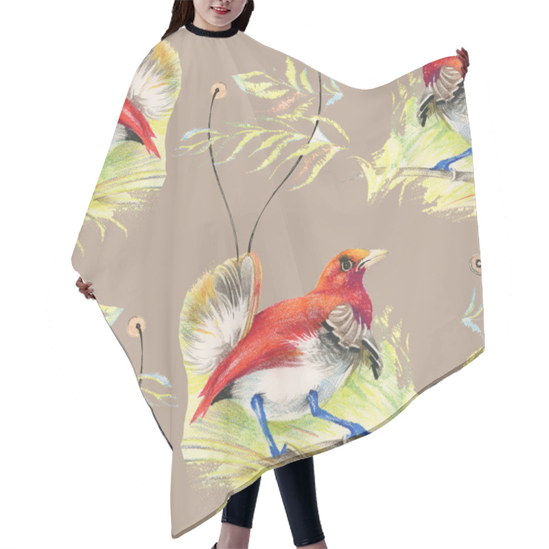 Personality  Birds And Flowers Seamless Pattern Hair Cutting Cape