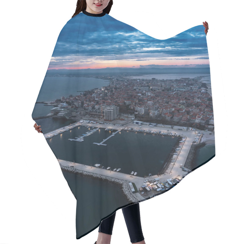 Personality  Aerial View To Sea Town Pomorie, Burgas, Bulgaria Hair Cutting Cape