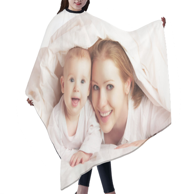 Personality  Happy Family. Mother And Baby Playing Under Blanket Hair Cutting Cape