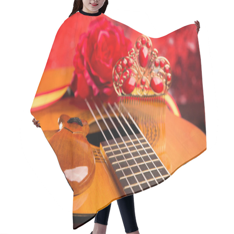 Personality  Cassic Spanish Guitar With Flamenco Elements Hair Cutting Cape