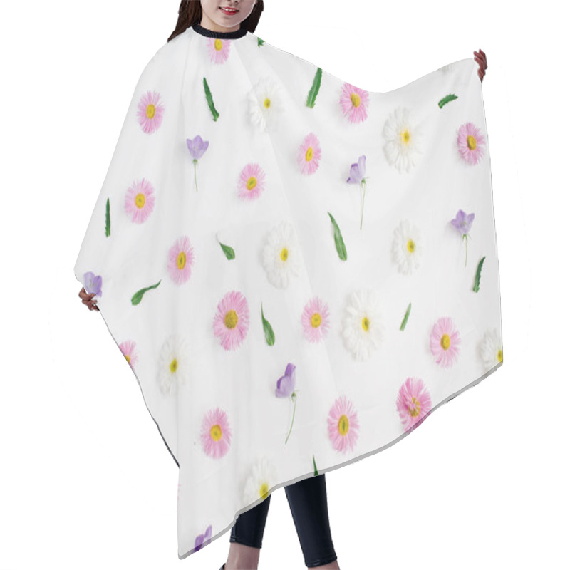 Personality  Floral Pattern Made Of White And Pink Chamomile Daisy Flowers Hair Cutting Cape