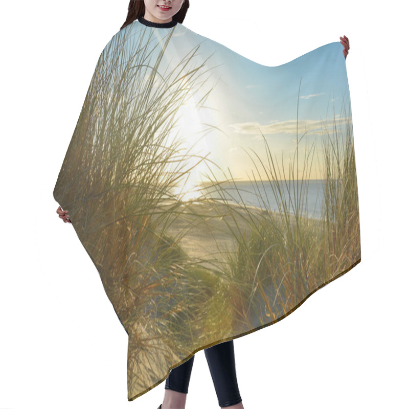 Personality  View Through Beach Grass On A Sand Dune To The Sea At Sunset, On The North Sea Coast In The Netherlands Hair Cutting Cape