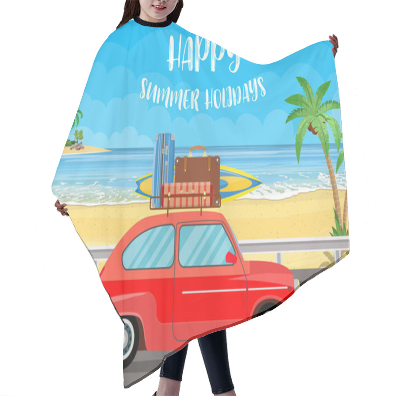 Personality  Vehicle Transport With Surfboard And Suitcases Hair Cutting Cape