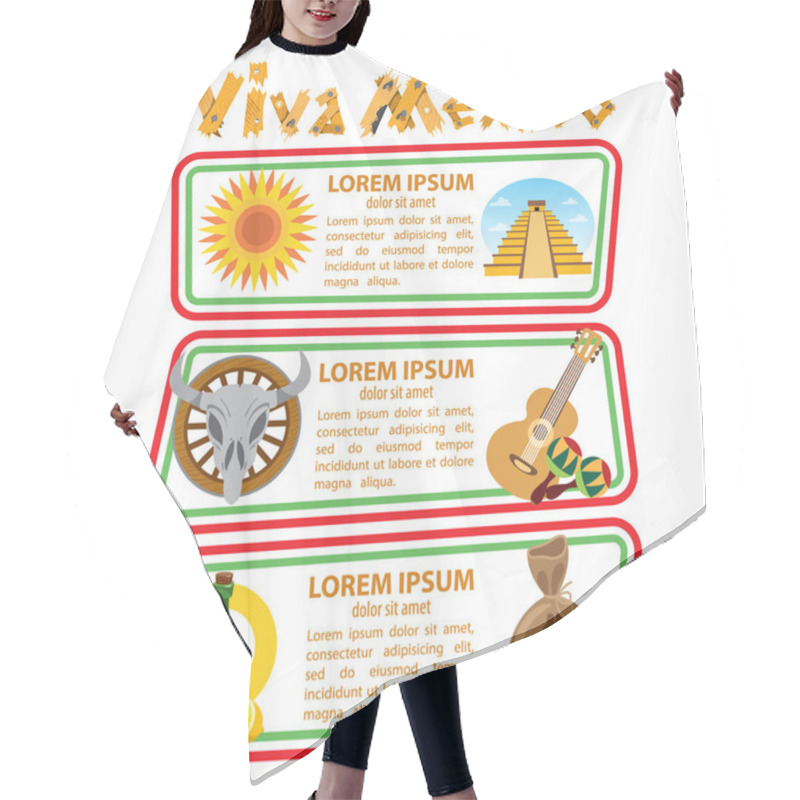 Personality  Set Of Banners On A Mexican Theme. Hair Cutting Cape