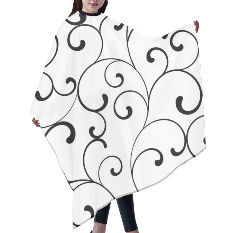 Personality  Seamless Pattern With Black Swirls On A White Background Hair Cutting Cape