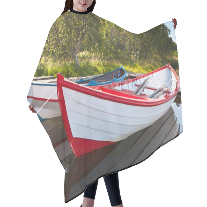 Personality  Floating Wooden Boats With Reflection In A Water Hair Cutting Cape