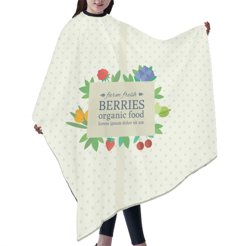 Personality  Banner With Fresh Berries And Fruits. Concept Organic Food Hair Cutting Cape