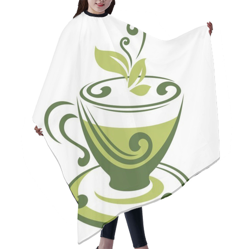 Personality  Vector Icon Of Green Tea Cup Hair Cutting Cape