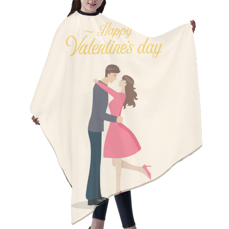 Personality  Happy Valentines Day With Loving Couple Are Kissing. Vector Illustration Hair Cutting Cape