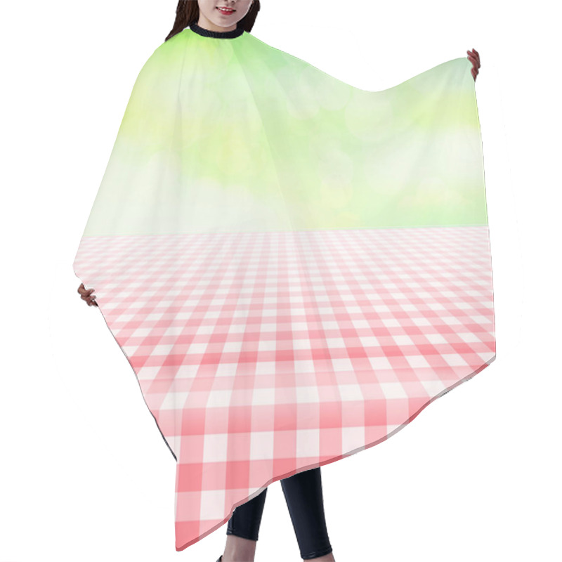 Personality  Empty Picnic Gingham Tablecloth, Green Background Hair Cutting Cape