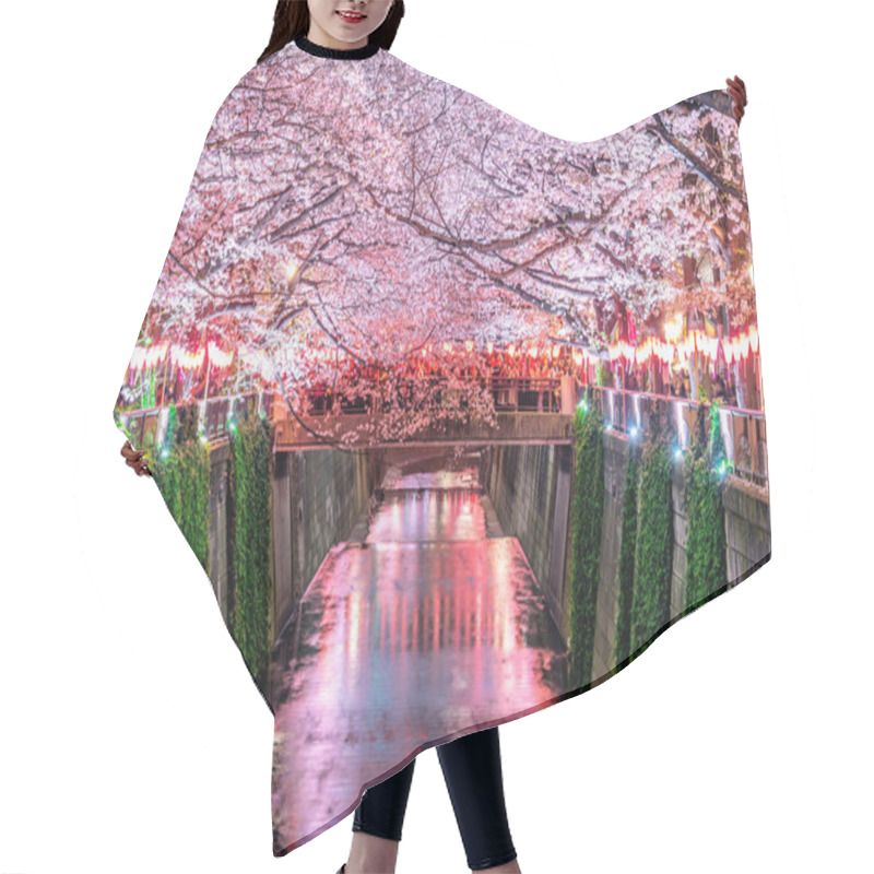 Personality  Cherry Blossom Rows Along The Meguro River In Tokyo, Japan Hair Cutting Cape