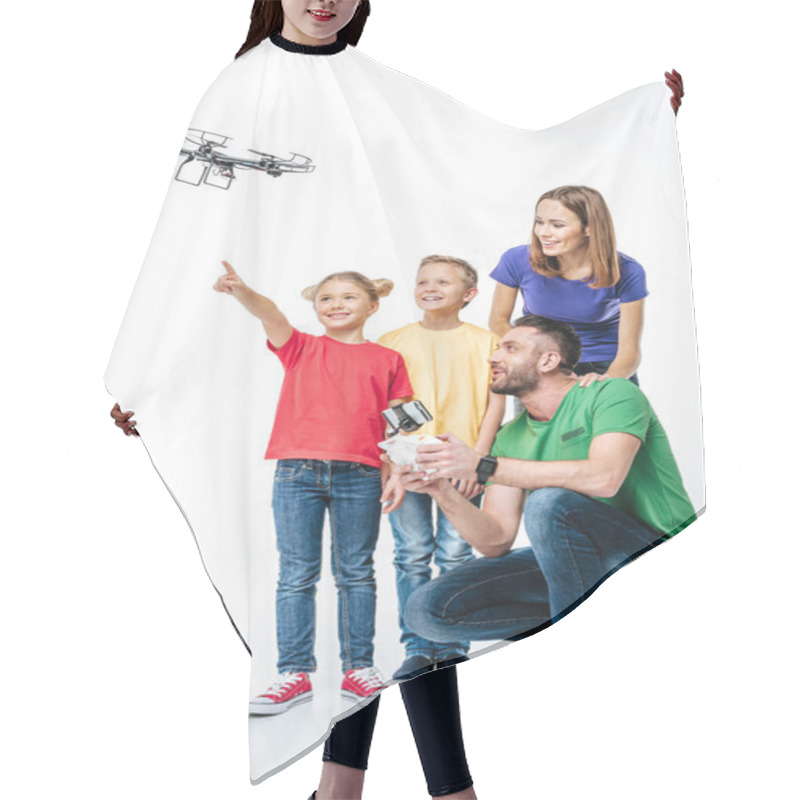 Personality  Kids Using Flying Hexacopter Drone Hair Cutting Cape