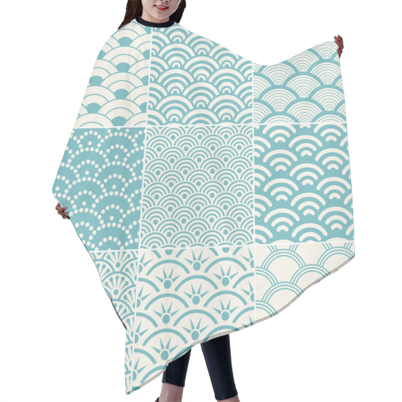 Personality  Seamless Ocean Wave Pattern Hair Cutting Cape