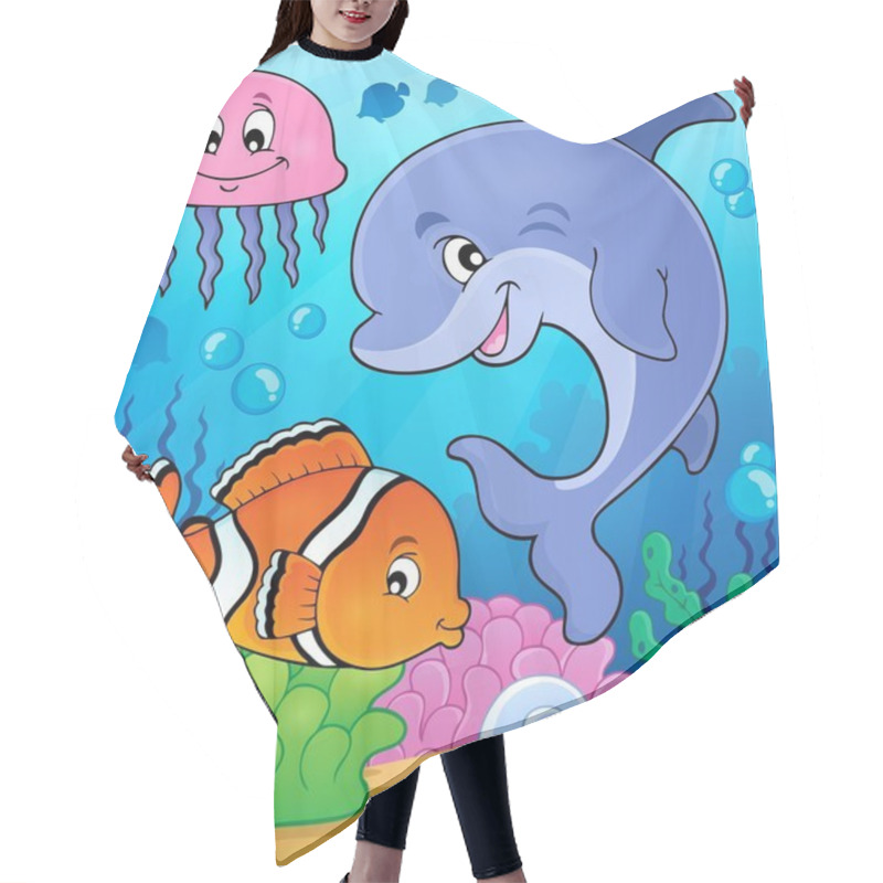 Personality  Ocean Fauna Topic Image 2 Hair Cutting Cape