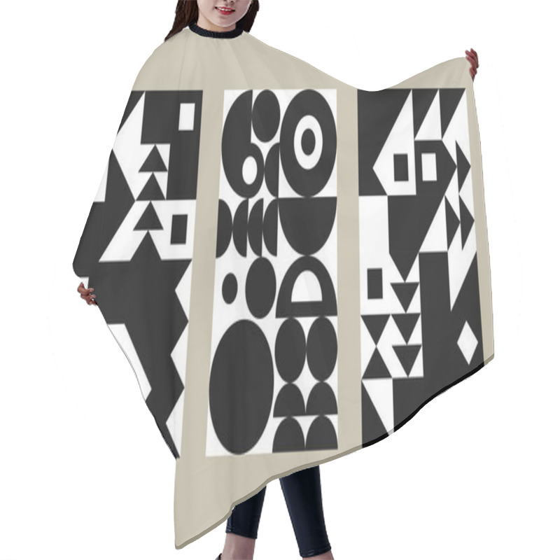 Personality  Bauhaus Style Poster, Set Of Geometric Covers. Template For Booklet, Brochure, Annual Report. Collection Of Covers With Geometric Patterns. Pattern With Triangles And Circles Hair Cutting Cape