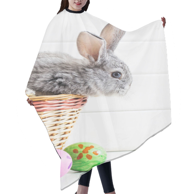 Personality  Easter Bunny With Eggs On White Background Hair Cutting Cape